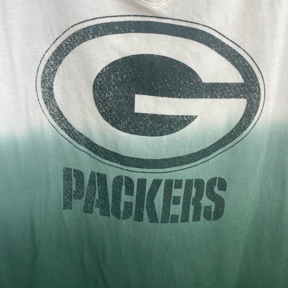 NWT New Era Green Bay Packers NFL T-Shirt V-Neck Ombre size L Green White - Picture 3 of 5